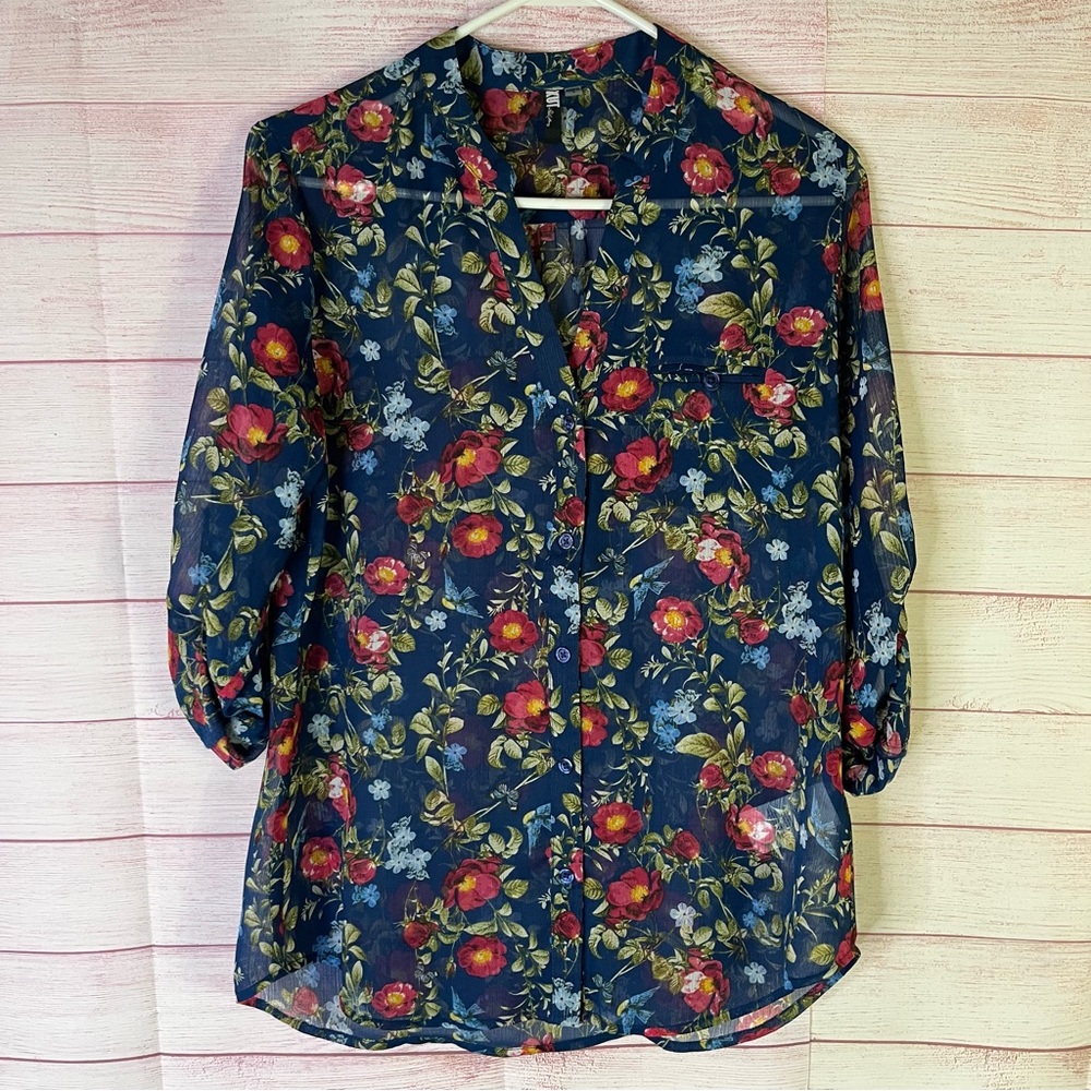 Kut From The Kloth Floral Button Front Blouse Size Smalll